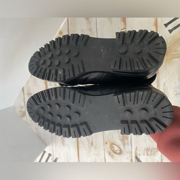 ELENA SOLANO black lace up combat boots Italian shearling fur trim EUR 40 US 8.5 - Picture 4 of 13